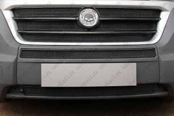 6 399 р. Защитная сетка в бампер (ячейка 3х7 мм, 5 частей) Alfeco Стандарт Fiat Ducato 290 (2014-2025) (Чёрная)  с доставкой в г. Воронеж. Увеличить фотографию 2