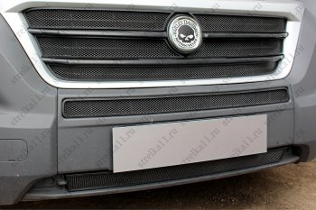 6 399 р. Защитная сетка в бампер (ячейка 3х7 мм, 5 частей) Alfeco Стандарт Fiat Ducato 290 (2014-2025) (Чёрная)  с доставкой в г. Воронеж. Увеличить фотографию 5