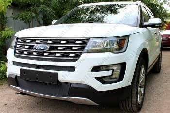 3 399 р. Защитная сетка в бампер (ячейка 4х10 мм, середина) Alfeco Премиум Ford Explorer U502 1-ый рестайлинг, 5 дв. (2015-2018) (Чёрная)  с доставкой в г. Воронеж. Увеличить фотографию 3