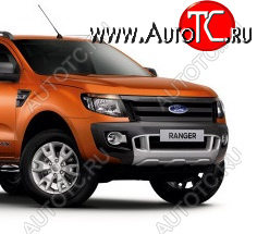 6 999 р. Защитная сетка в бампер (ячейка 4х10 мм.) Alfeco Премиум Ford Ranger RapCab дорестайлинг (2011-2016) (Чёрная)  с доставкой в г. Воронеж