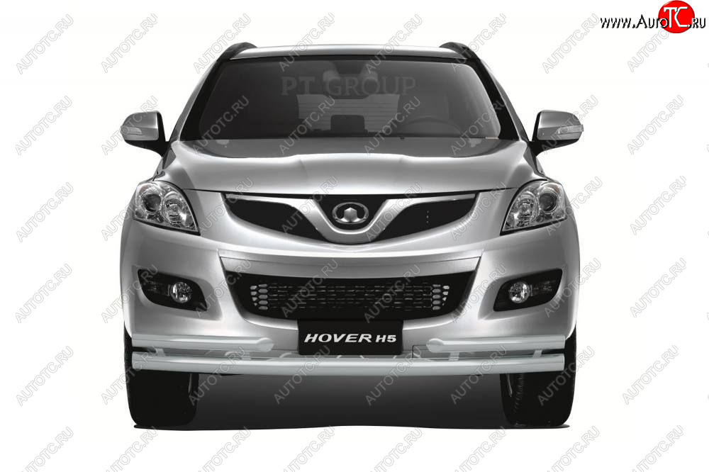 6 529 р. Защита переднего бампера (с углами, Ø63 и 51) Petroil Tuning  Great Wall Hover H3 (2010-2014)  дорестайлинг (окрашенный в цвет серебристый (Искра))  с доставкой в г. Воронеж