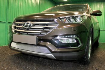 Защитная сетка радиатора в бампер (ячейка 3х7 мм) Стрелка11 Стандарт Hyundai (Хюндаи) Santa Fe (Санта)  DM (2015-2019) DM рестайлинг