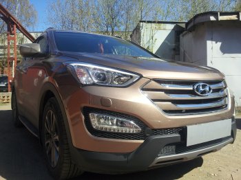 Защитная сетка радиатора в бампер (ячейка 4х10 мм) Стрелка11 Премиум Hyundai Santa Fe DM дорестайлинг (2012-2016)