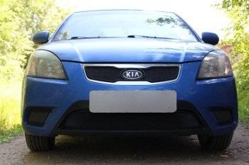 2 899 р.      Защита радиатора KIA RIO 2009-2011 black верх  KIA Rio  2 JB (2009-2011) рестайлинг седан, рестайлинг, хэтчбэк 5 дв. (черная)  с доставкой в г. Воронеж. Увеличить фотографию 1