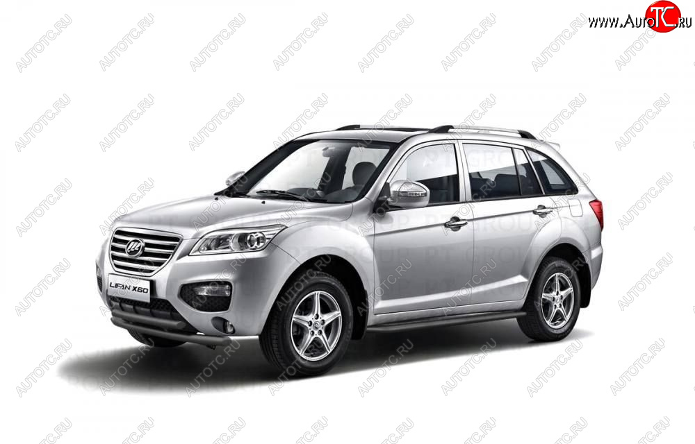 10 829 р. Защита порогов с алюм. площадкой (труба Ø51 мм) Petroil Tuning Lifan X60 2-ой рестайлинг (2016-2025) (окраска в черный (Шагрень))  с доставкой в г. Воронеж
