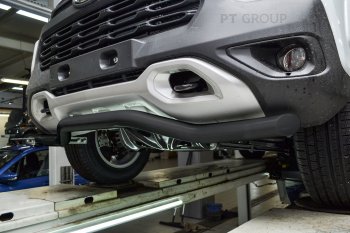 6 199 р. Защита переднего бампера (волна, Ø63) Petroil Tuning Лада Нива Трэвел (212300-80) (2021-2025) (сталь в цвет черный (Шагрень))  с доставкой в г. Воронеж. Увеличить фотографию 4