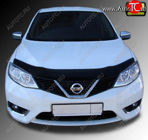 1 329 р. Дефлектор капота SIM Nissan Tiida 2 хэтчбек C13 дорестайлинг (2015-2016)  с доставкой в г. Воронеж