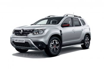 Защита порогов (прямая, Ø63 мм) Petroil Tuning Renault Duster HM рестайлинг (2021-2024)