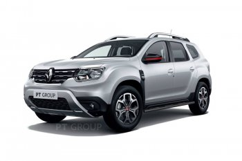 Защита порогов (прямая, Ø63 мм) Petroil Tuning Renault Duster HM рестайлинг (2021-2024) ()