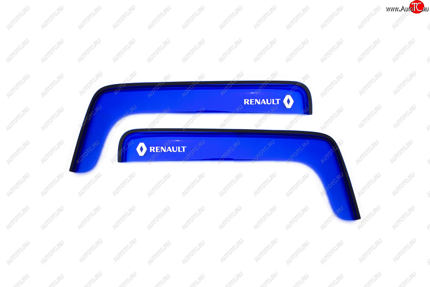 259 р. Дефлекторы окон (с логотипом RENAULT, накладные, синие) REIN Renault Premium (1996-2025)  с доставкой в г. Воронеж