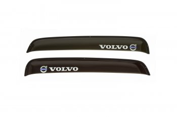 Дефлекторы окон (с логотипом VOLVO, накладные, дымчатые) REIN Volvo FH  12 (2002-2012) 2-ое поколение (Дымчатые)