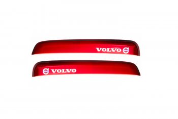 Дефлекторы окон (с логотипом VOLVO, накладные, красные) REIN Volvo FH  12 (2002-2012) 2-ое поколение (Красные)