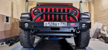 77 999 р. Бампер силовой передний РИФ  Jeep Wrangler  JL (2018-2024) 3 дв. дорестайлинг (под доп. фары, с центральной защитной дугой)  с доставкой в г. Воронеж. Увеличить фотографию 2