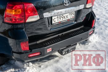 88 999 р. Бампер силовой задний РИФ Toyota Land Cruiser 200 1-ый рестайлинг (2012-2015) (с квадратом под фаркоп и фонарями)  с доставкой в г. Воронеж. Увеличить фотографию 2