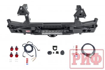 103 199 р. Бампер задний силовой РИФ Isuzu D-Max RT85,TFR DoubleCab рестайлинг (2015-2021) (С квадратом под фаркоп, 2-мя калитками, фонарями, подсветкой номера, стандарт)  с доставкой в г. Воронеж. Увеличить фотографию 2