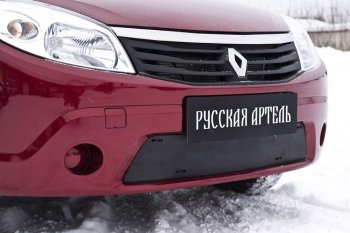 3 099 р. Комплект защиты (сетка и зимняя заглушка) в передний бампер Русская Артель Renault Sandero (BS) (2009-2014) (Поверхность текстурная)  с доставкой в г. Воронеж. Увеличить фотографию 2