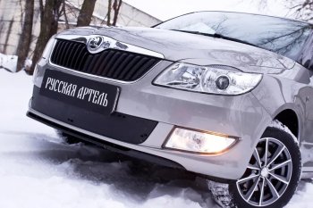 Комплект защиты (сетка и зимняя заглушка) в передний бампер Русская Артель Skoda Fabia Mk2 универсал рестайлинг (2010-2014) (Поверхность текстурная)