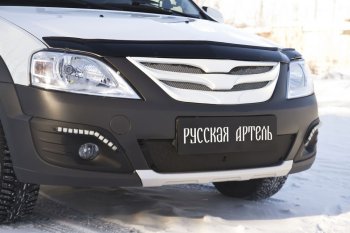 2 969 р. Защитная сетка и зимняя заглушка решетки бампера Русская Артель Лада Ларгус дорестайлинг R90 (2012-2021) (Поверхность текстурная)  с доставкой в г. Воронеж. Увеличить фотографию 2