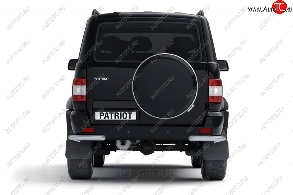 5 479 р. Защита заднего бампера (угловая Ø63 мм) Petroil Tuning Petroil Tuning  Уаз Патриот ( 3163 5-дв.,  3163 5 дв.) (2014-2025) 1-ый рестайлинг, 2-ой рестайлинг (окраска в серебристый (Искра))  с доставкой в г. Воронеж