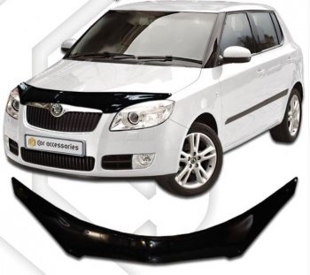 2 399 р. Дефлектор капота CA-Plastiс Skoda Fabia Mk2 хэтчбэк дорестайлинг (2007-2010) (Classic черный, Без надписи)  с доставкой в г. Воронеж. Увеличить фотографию 1