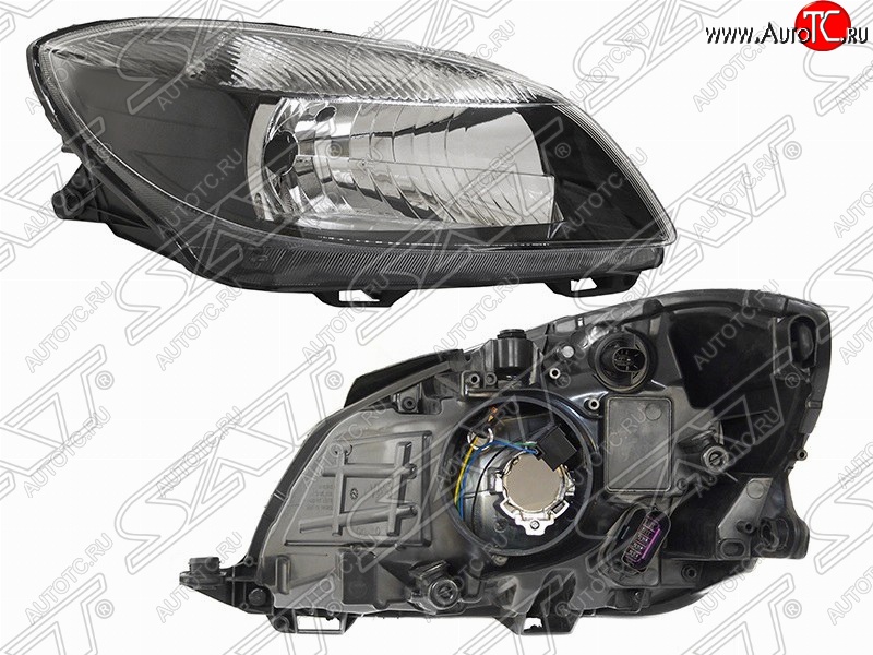 6 499 р. Правая фара передняя SAT (черная) Skoda Fabia Mk2 универсал рестайлинг (2010-2014)  с доставкой в г. Воронеж