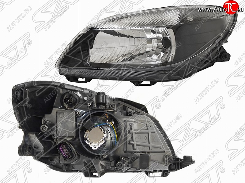 6 499 р. Левая фара передняя SAT (черная) Skoda Fabia Mk2 универсал рестайлинг (2010-2014)  с доставкой в г. Воронеж