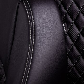 7 199 р. Чехлы для сидений Lord Autofashion Турин Ромб (экокожа, спинка и сиденье 60/40, 2 Г-образных подголовника) Skoda Fabia Mk2 хэтчбэк дорестайлинг (2007-2010) (Черный, вставка черная, строчка серая)  с доставкой в г. Воронеж. Увеличить фотографию 4
