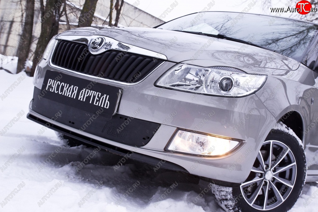 999 р. Зимняя заглушка решетки переднего бампера РА Skoda Fabia Mk2 универсал рестайлинг (2010-2014)  с доставкой в г. Воронеж