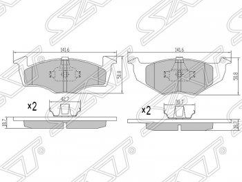 1 059 р. Колодки тормозные SAT (передние)  Skoda Fabia ( Mk1,  Mk2) (2004-2010), Volkswagen Polo  9N1 (2001-2009)  с доставкой в г. Воронеж. Увеличить фотографию 1