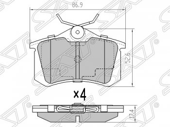 479 р. Колодки тормозные SAT (задние) Audi A3 8LA хэтчбэк 5 дв. рестайлинг (2000-2003)  с доставкой в г. Воронеж. Увеличить фотографию 1