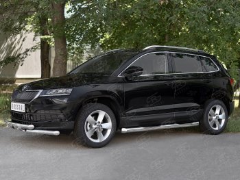 26 999 р. Защита переднего бампера (2 трубы Ø63 мм, нержавейка) SLITKOFF Skoda Karoq NU7 дорестайлинг (2017-2021)  с доставкой в г. Воронеж. Увеличить фотографию 3