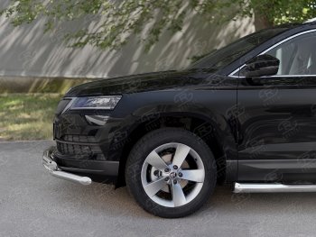 26 999 р. Защита переднего бампера (2 трубы Ø63 мм, нержавейка) SLITKOFF Skoda Karoq NU7 дорестайлинг (2017-2021)  с доставкой в г. Воронеж. Увеличить фотографию 4