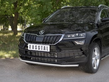 15 499 р. Защита переднего бампера (Ø42 мм, нержавейка) SLITKOFF Skoda Karoq NU7 дорестайлинг (2017-2021)  с доставкой в г. Воронеж. Увеличить фотографию 2