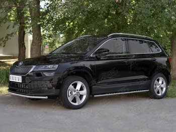 15 499 р. Защита переднего бампера (Ø42 мм, нержавейка) SLITKOFF Skoda Karoq NU7 дорестайлинг (2017-2021)  с доставкой в г. Воронеж. Увеличить фотографию 3