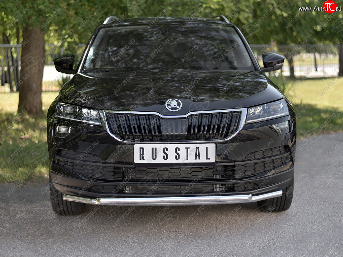 18 999 р. Защита переднего бампера (2 трубы Ø42 мм, нержавейка) SLITKOFF Skoda Karoq NU7 дорестайлинг (2017-2021)  с доставкой в г. Воронеж