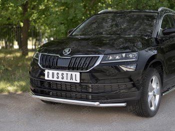18 999 р. Защита переднего бампера (2 трубы Ø42 мм, нержавейка) SLITKOFF Skoda Karoq NU7 дорестайлинг (2017-2021)  с доставкой в г. Воронеж. Увеличить фотографию 2