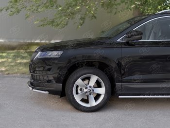 18 999 р. Защита переднего бампера (2 трубы Ø42 мм, нержавейка) SLITKOFF Skoda Karoq NU7 дорестайлинг (2017-2021)  с доставкой в г. Воронеж. Увеличить фотографию 4
