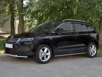 18 999 р. Защита переднего бампера (2 трубы Ø42 мм, нержавейка) SLITKOFF Skoda Karoq NU7 дорестайлинг (2017-2021)  с доставкой в г. Воронеж. Увеличить фотографию 3