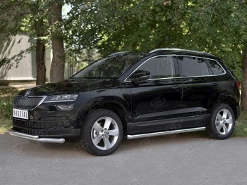 21 899 р. Защита переднего бампера (2 трубы Ø63 и 42 мм, нержавейка) SLITKOFF Skoda Karoq NU7 дорестайлинг (2017-2021)  с доставкой в г. Воронеж. Увеличить фотографию 3