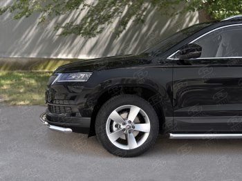21 899 р. Защита переднего бампера (2 трубы Ø63 и 42 мм, нержавейка) SLITKOFF Skoda Karoq NU7 дорестайлинг (2017-2021)  с доставкой в г. Воронеж. Увеличить фотографию 4