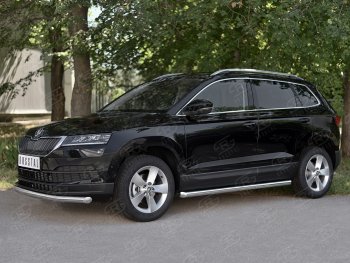 16 299 р. Защита переднего бампера (Ø63 мм, нержавейка) SLITKOFF Skoda Karoq NU7 дорестайлинг (2017-2021)  с доставкой в г. Воронеж. Увеличить фотографию 3