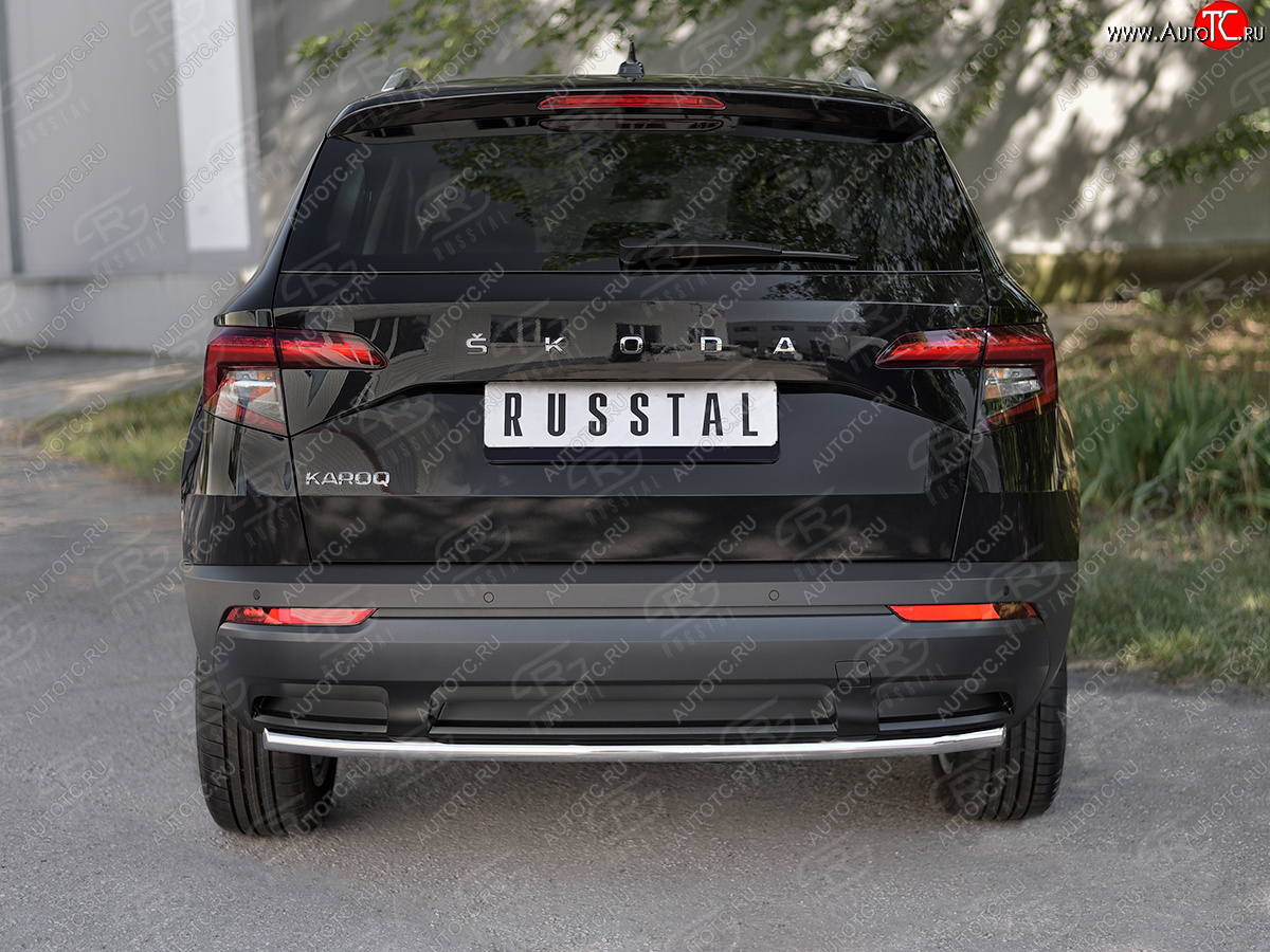 14 549 р. Защита заднего бампера (Ø42 мм, нержавейка) SLITKOFF  Skoda Karoq  NU7 (2017-2021) дорестайлинг  с доставкой в г. Воронеж