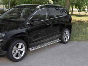 24 649 р. Пороги SLITKOFF d42 с листом  Skoda Karoq  NU7 (2017-2025) дорестайлинг, рестайлинг (лист алюминий, труба нержавейка)  с доставкой в г. Воронеж. Увеличить фотографию 2