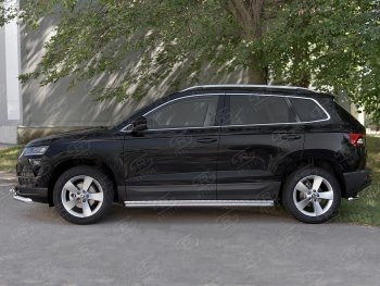 24 649 р. Пороги SLITKOFF d42 с листом  Skoda Karoq  NU7 (2017-2025) дорестайлинг, рестайлинг (лист алюминий, труба нержавейка)  с доставкой в г. Воронеж. Увеличить фотографию 3