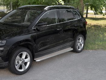 35 549 р. Пороги SLITKOFF d42 с листом  Skoda Karoq  NU7 (2017-2025) дорестайлинг, рестайлинг (лист нержавейка, труба нержавейка)  с доставкой в г. Воронеж. Увеличить фотографию 2