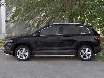 35 549 р. Пороги SLITKOFF d42 с листом  Skoda Karoq  NU7 (2017-2025) дорестайлинг, рестайлинг (лист нержавейка, труба нержавейка)  с доставкой в г. Воронеж. Увеличить фотографию 3