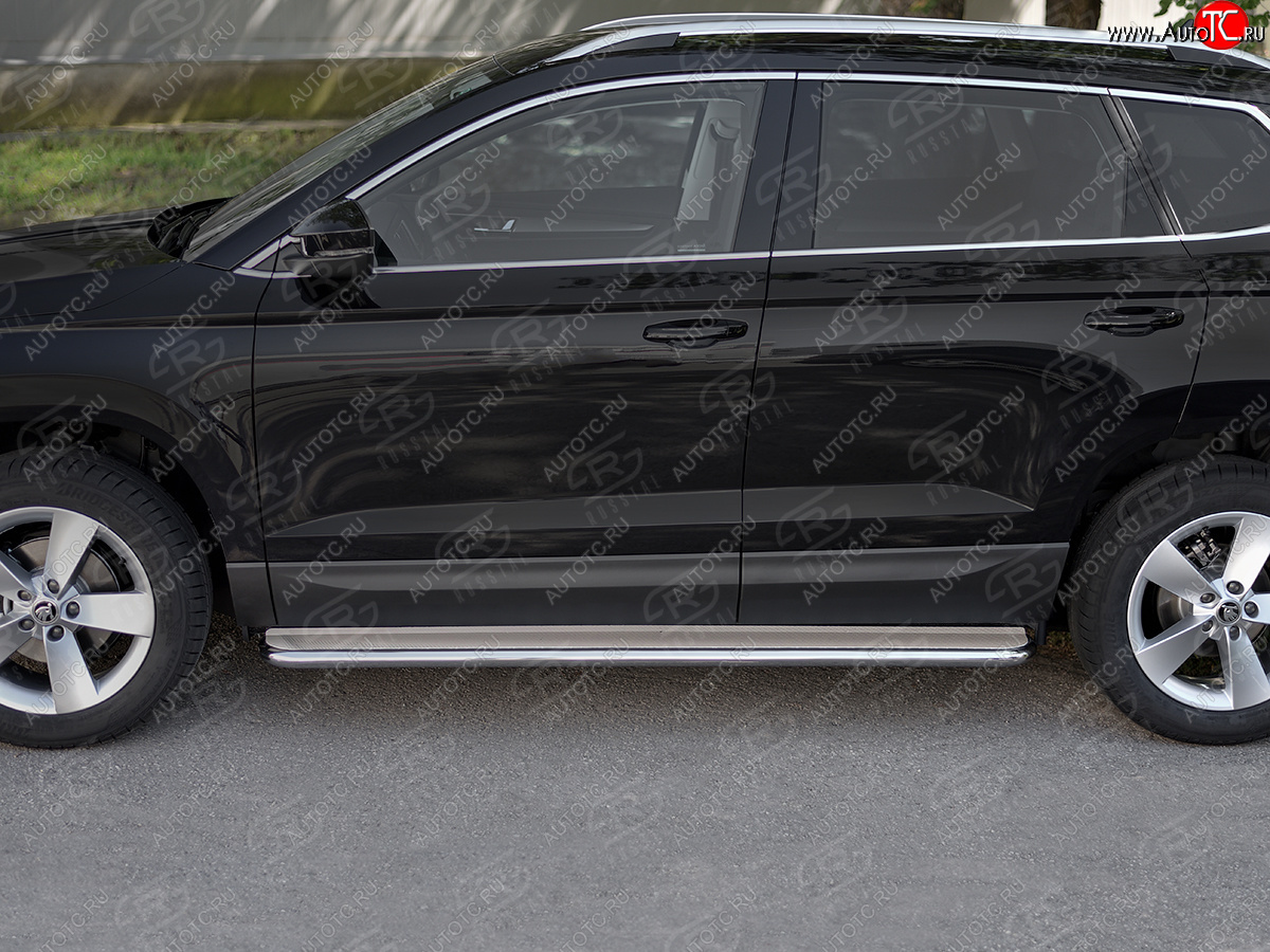 35 549 р. Пороги SLITKOFF d42 с листом  Skoda Karoq  NU7 (2017-2025) дорестайлинг, рестайлинг (лист нержавейка, труба нержавейка)  с доставкой в г. Воронеж