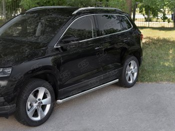 19 999 р. Защита порогов на SLITKOFF труба d63  Skoda Karoq  NU7 (2017-2025) дорестайлинг, рестайлинг (защита порогов со скосами на торцах)  с доставкой в г. Воронеж. Увеличить фотографию 2