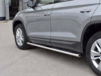 19 399 р. Порожки для ног (Ø120х60 мм с проступью, нержавейка) Russtal Skoda Kodiaq NU7 дорестайлинг (2017-2021)  с доставкой в г. Воронеж. Увеличить фотографию 4