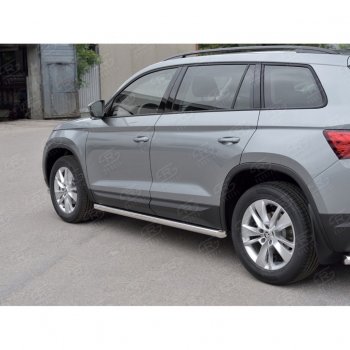 19 999 р. Защита порогов (Ø63 мм) SLITKOFF  Skoda Kodiaq  NU7 (2017-2021) дорестайлинг (Вариант 1 (скошенные торцы под 45°))  с доставкой в г. Воронеж. Увеличить фотографию 3